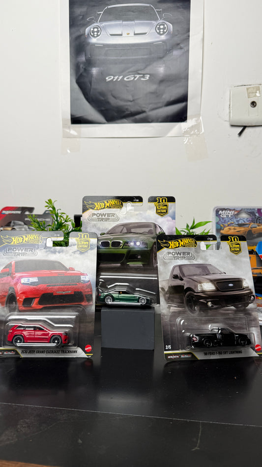 Hot Wheels - Power Trip Car Culture - BMW M3, 2019 JEEP , 99 FORD